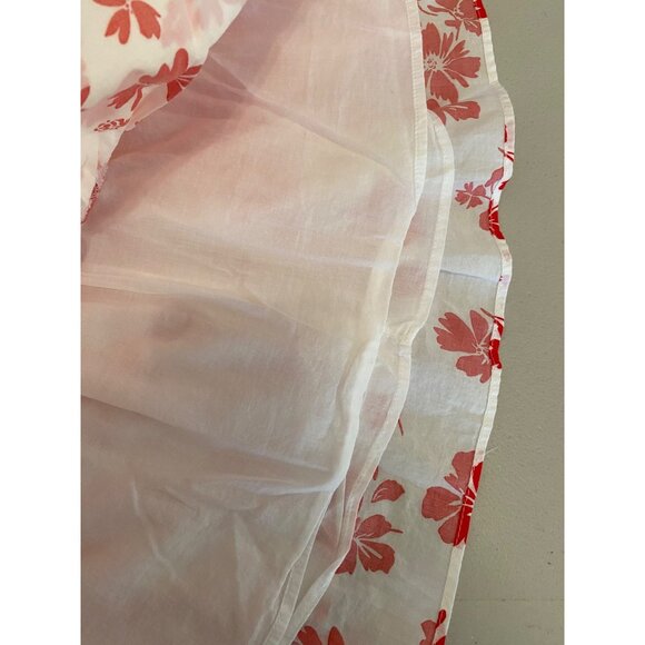 J.Crew Reimagined Flare Skirt Short Red White Floral Smocked Waist Cotton Large - Picture 9 of 9